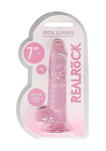 Реалістичний фалоімітатор RealRock With Balls 7" 19 см рожевий - фото 2