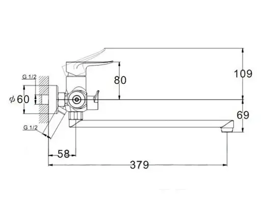 Змішувач для ванни Udis FOB7-A134 одноважільний з душовим набором Хром 30412 - фото 2