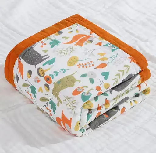 Плед дитячий мусліновий OldBro 100х110 см з красивим принтом лісові звірятка - фото 4