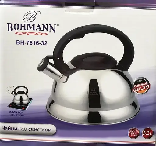 Чайник зі свистком Bohmann BH-7616-32 3.2 л із нержавіючої сталі для газової плити - фото 2