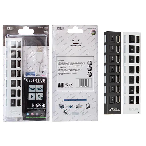 Хаб Usb GRAND Hub 7 ports 7 switch с выключателем на каждый порт - фото 2