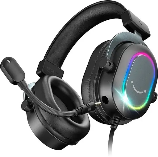 Наушники Fifine гарнитура накладные H6 с подсветкой разноцветной черные - фото 3