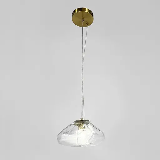 Скляний прозорий підвіс з легкими вигинами у латунному корпусі Ø 20 см | Line F | Арт. MJ82-200 AB+CL - фото 7