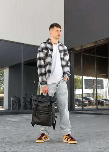 Мужской рюкзак Sambag RollTop LTTm черный 43 х 31 х 14 см (24238001m) - фото 4