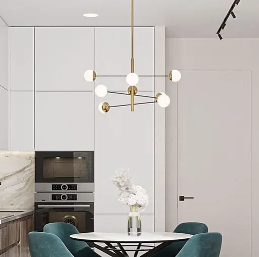 Современная каскадная люстра на 6 или 8 белых плафонов Ст. AOC 8 GD Line F - фото 5