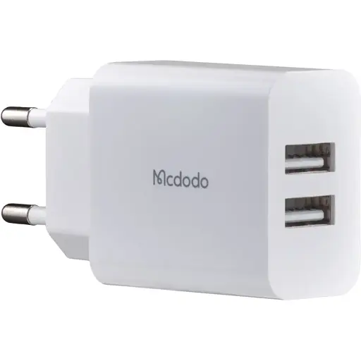 Мережевий зарядний пристрій McDodo Dual USB Charger ( EU Plug ) + Type-C Cable 1m Travel Set CH-6721 Білий - фото 1
