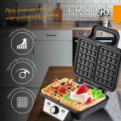Вафельниця бельгійських вафель XXL 1600Вт Camry CR 3046 з регулятором - фото 7