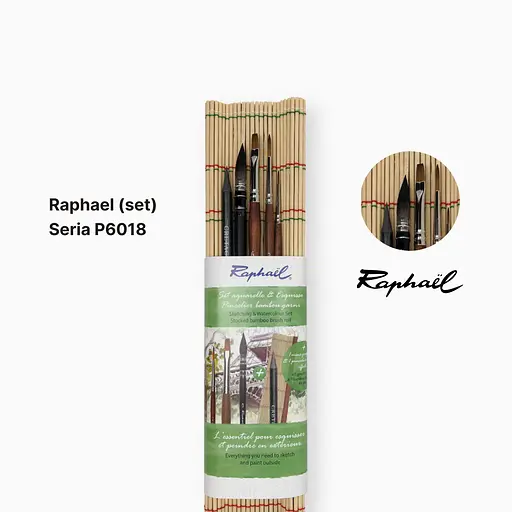 Набор кистей для путешествий Raphaël в бамбуковом чехле, для акварели, синтетика, 5 шт. - фото 2