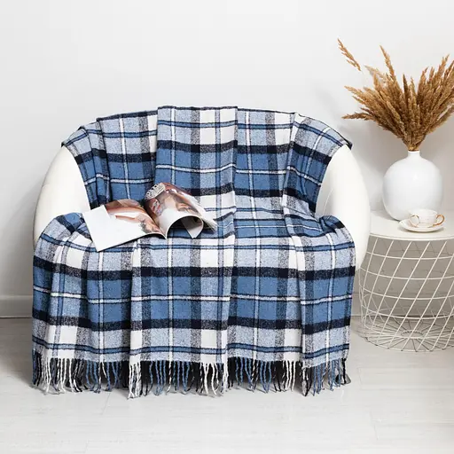 Плед вовняний Vladi Палермо 140x200 біло-блакитно-синій 4 - фото 1