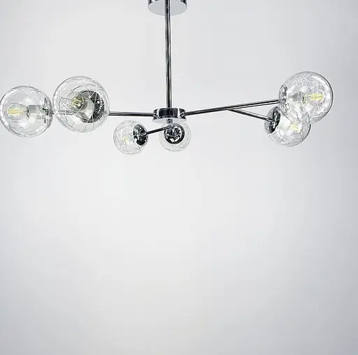 Стельова люстра в корпусі хром на 6 плафонів Line.F AOC 6/6 CR+CL - фото 1