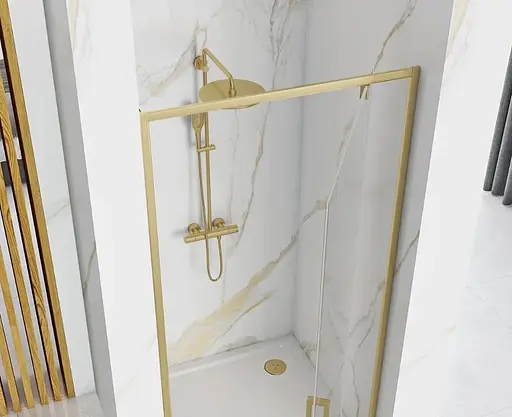 Душевые двери Rea Rapid Swing 100 brushed gold REA-K2503, прозрачный, золотой - фото 5