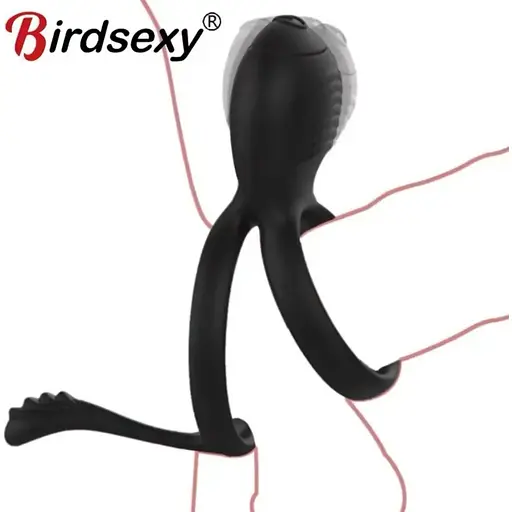 Подвійне ерекційне кільце з хвостиком та вібростимуляцією - фото 2