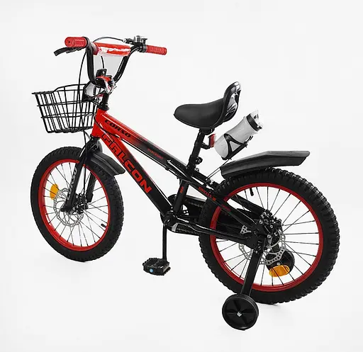 Велосипед 2-х колёсний 18" FL-18214 Corso Falcon стальная рама, дисковые тормоза, доп. колеса, звонок, корзинка, собран на 85% - фото 3