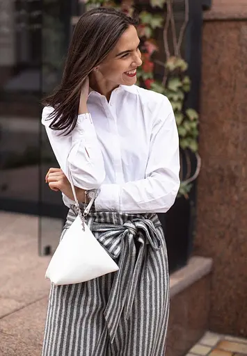 Шкіряна жіноча сумка-косметичка Піраміда біла - фото 2