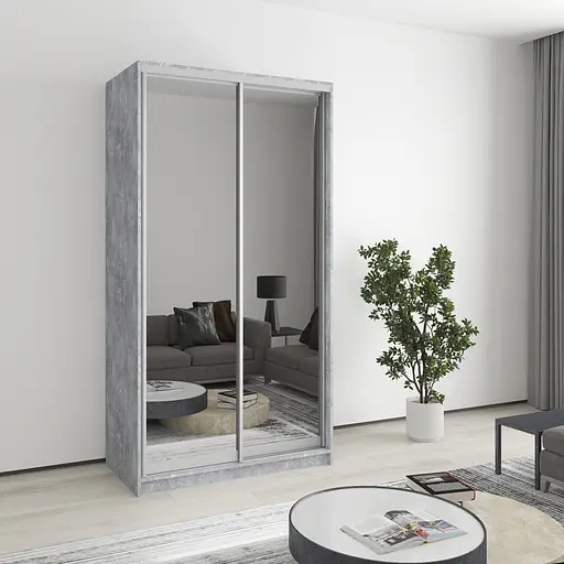 Шафа-купе дводверна MebelStar Стандарт AL 2 Дзеркала 110x45x210 см Бетон (MBS-2496)