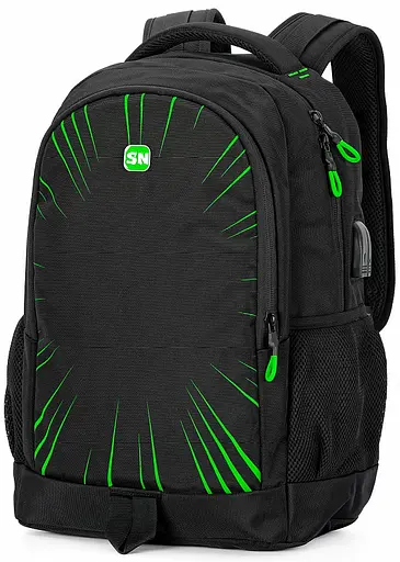 Підлітковий рюкзак з ортопедичною чорний спинкою з usb портом Winner / SkyName(90-131 G) - фото 2