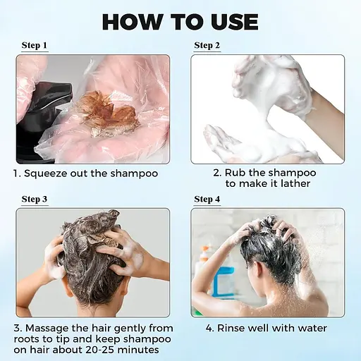 Черный шампунь Hair Dye Juanchi Black Hair Dye Shampoo 3 в 1 для седых волос - фото 3