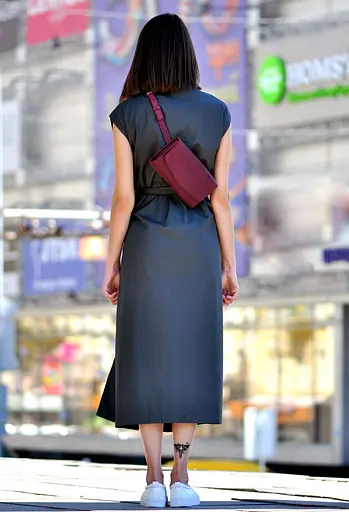 Шкіряна жіноча сумка Еліс бордова crazy horse - фото 8