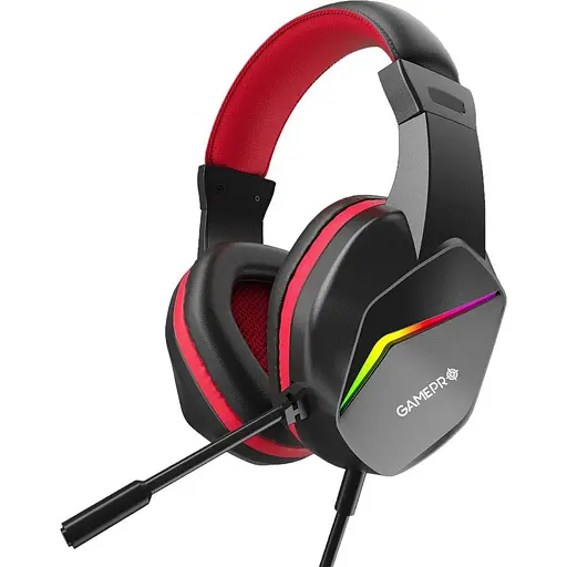 Навушники GamePro HS311 чорний/Red 2хMini jack USB мікрофон 32 Ом 105 дБ кабель 1.8 м об'ємний звук 5.1 RGB підсвічування - фото 1