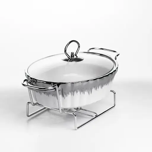 Мармитница фарфоровая Yiwu 1 л на подставке с подогревом 31х19х13 см мармит на подставке для первых блюд MH739-S - фото 4