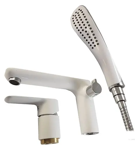 Смеситель на борт ванны врезной 3 элемента белый/хром Gappo Noar 1/3 G1148 Белый - фото 1