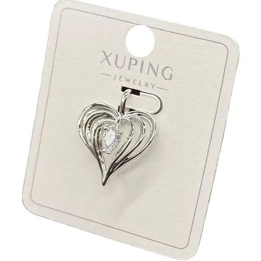 Жіночий кулон-підвіска Xuping Серце з центральним кристалом з медичного золота з покриттям справжнім золотом 18K - фото 1