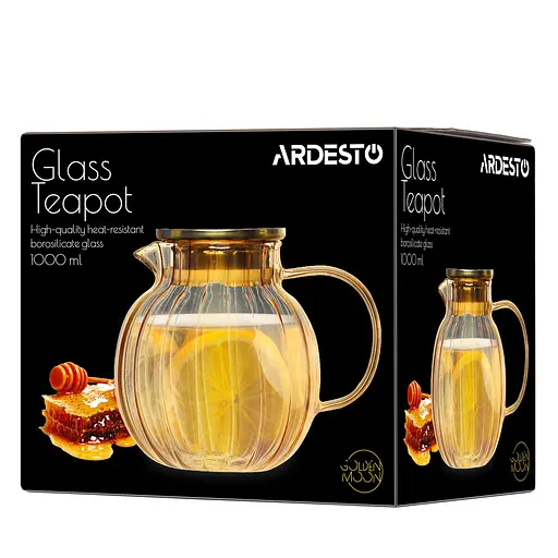 Заварник Ardesto Golden Moon 1000 мл боросилікатне скло та кришка нержавіюча сталь золотистий (AR3010BBG) - фото 5