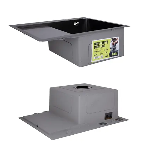 Кухонна мийка Lidz Handmade H6350BL інтегрована крило зліва BlackPVD у комплекті з дозатором та корзиною, Чорний - фото 4