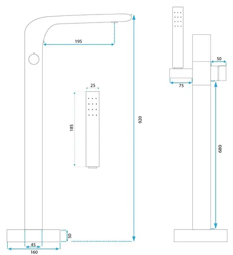 Змішувач для ванни Rea Clark gold підлоговий REA-B5302 Золотий - фото 4