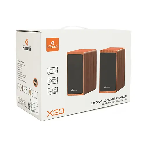 Колонки 2.0 Kisonli X23 для ПК и ноутбука, USB + 3.5mm, 2x5W, 30Hz-15KHz, 110 х 127 х 183mm, Black - фото 2