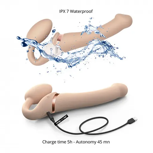 Страпон с вибрацией Strap-On-Me Vibrating Flesh L 19 см телесный - фото 6