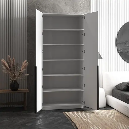 Шкаф для одежды Vays M-26 Бетон, с полками, ЛДСП, 100×50×220 см - для спальни, гостиной, прихожей - фото 2