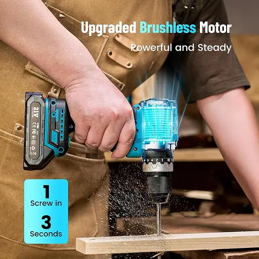 Набір акумуляторних дрилів Seesii 20V Power 60NM, безщітковий набір інструментів для електричних дриль 1/2" з акумулятором - фото 6