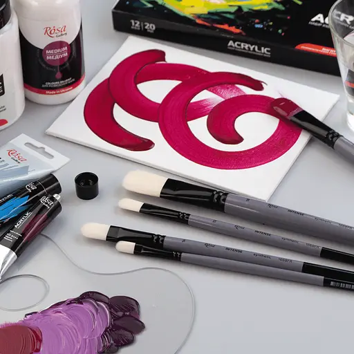 Пензель синтетика овальна INTENSE 1668FR №0 довга ручка Rosa - фото 9