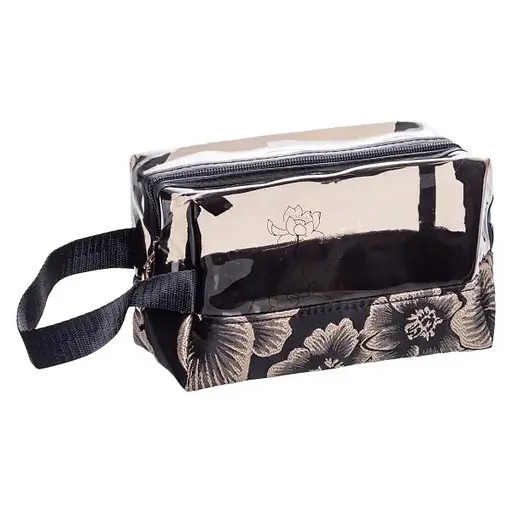Набір косметичок Yiwu HP-16-1KB 22х11х18 / 17х10х11 см водонепроникні 2 шт. прозорі/чорні  - фото 8
