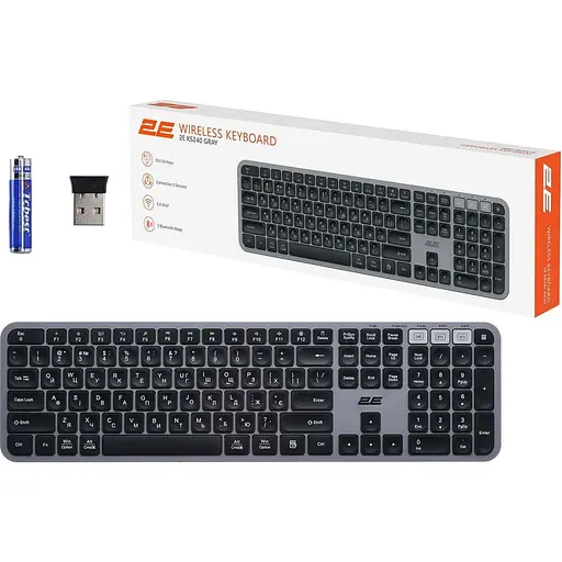 Клавіатура 2E KS240 Wireless Ukr (2E-KS240WG) Gray (2E-KS240WG_UA) - фото 9