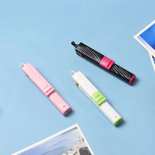 Селфи-монопод Hoco Starry mini K8 с кабелем Lightning белый - фото 2