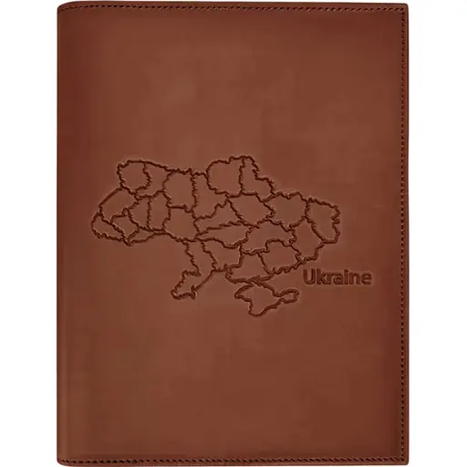 Кожаная обложка BlankNote Standart Crazy Horse с картой Украины для нотариального реестра светло-коричневый - фото 1