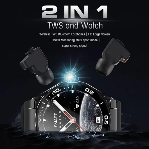 Смарт-годинник з навушниками Lemfo Q11 силіконовий ремінець Black Black (18755) - фото 4