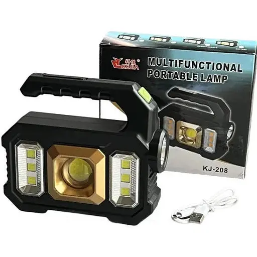 Ліхтар переносний акумуляторний Kejia KJ-208 повербанк сонячна панель робота від батарейок - фото 1