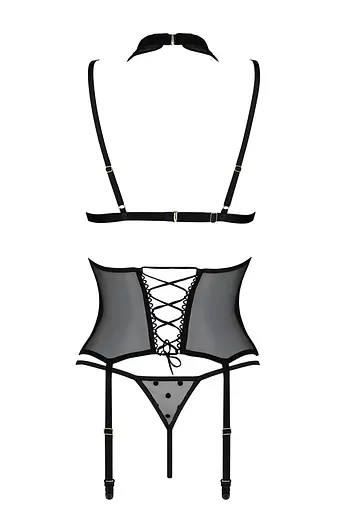 Корсет с открытой грудью Passion DOMINICA CORSet XXL/XXXL black пажи для чулок стринги - фото 4