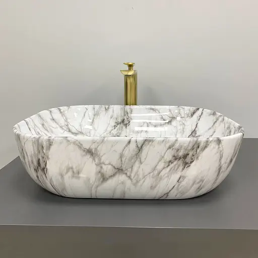 Умивальник VBI Bergamo black stains glossy накладний VBI-012503, Мармур - фото 3