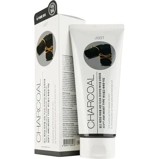 Уцінка. Пілінг-гель для обличчя Jigott Premium Facial Charcoal Peeling Gel із чорним вугіллям 180 мл - фото 1