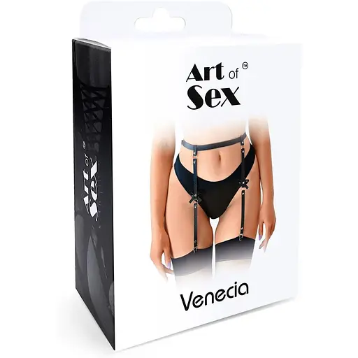Пояс для панчіх Art of Sex - Venecia з натуральної шкіри, XS-2XL, колір Чорний - фото 4