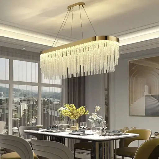 Удлиненная роскошная латунная люстра 100 см | Line F | Ст. M221-1000 L GD - фото 1