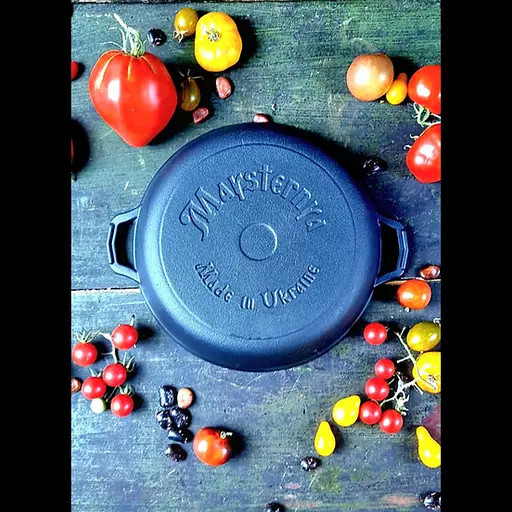 Кастрюля чугунная казан Maysternya 6.0 л со стеклянной крышкой и литыми ручками T404С3 - фото 3