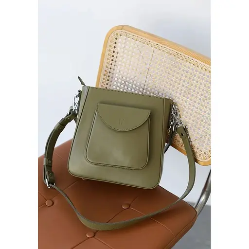 Жіноча шкіряна сумка Stella оливкова - фото 1