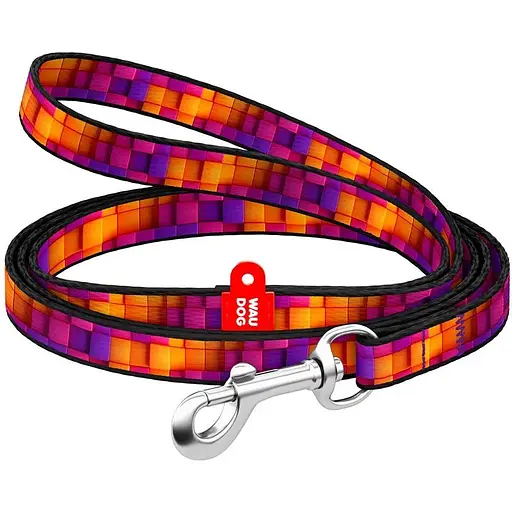 Повідець для котів та дрібних порід собак Waudog Nylon нейлоновий, малюнок "Куби 3Д", XS