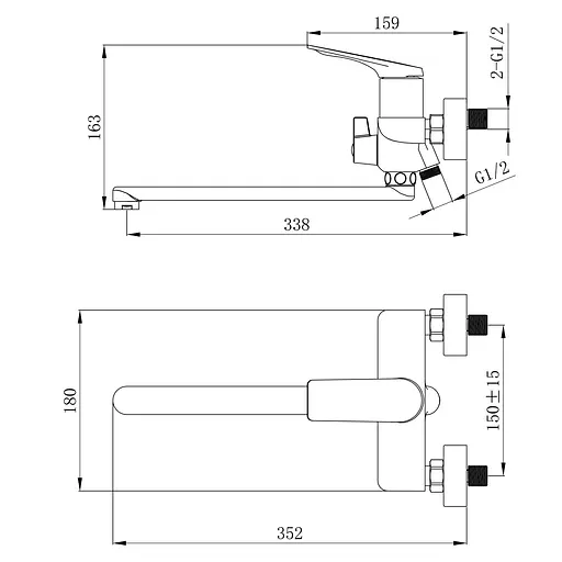 Смеситель для ванны Qtap Vlasta New с длинным поворотным изливом (c душевым гарнитуром) QTVLA260CRM45644 Chrome - фото 2
