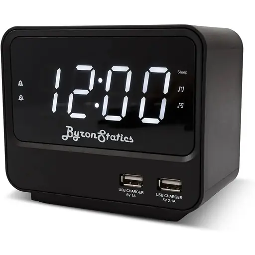 BYRONSTATICS Будильник FM-радіо, радіобудильник на тумбочці з мережею та резервним акумулятором, повтор сигналу, таймер сну